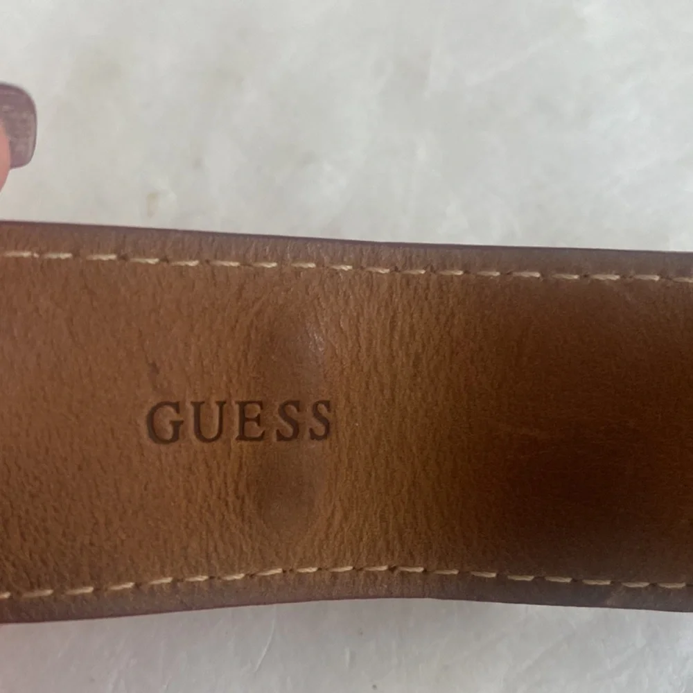 GUESS Red Leather Silver Tone Wrist Watch $130 EUC